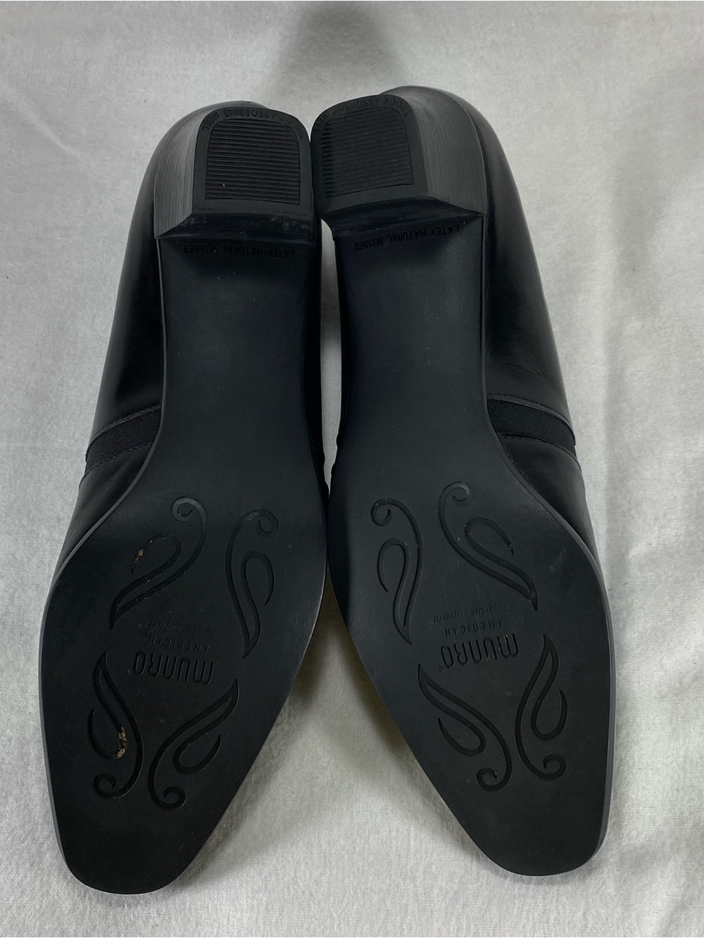 Munro Danielle Black Leather Elastic-Strap Block Heel Square Toe Size 8.5N - Picture 6 of 14
